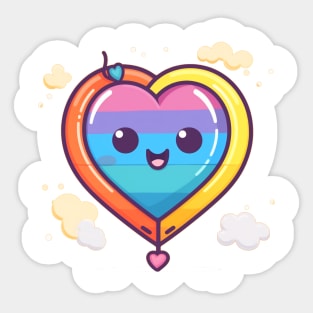 Kawaii Cute Heart Balloon Pride Rainbow Sticker